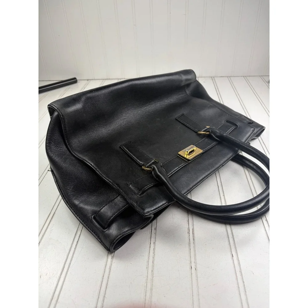 Michael Kors Black Vintage Hamilton Moderne Small Leather Satchel Purse $280